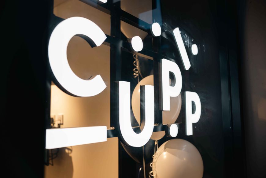 logo for Cupp in lights